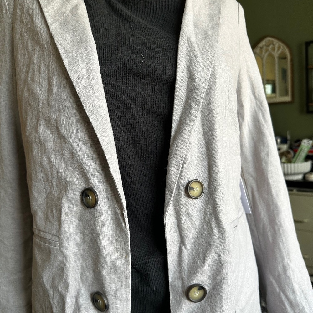 Halston Linen Blend Blazer Suit Jacket
